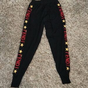 Fendi Black Joggers with Red and Yellow Accents
